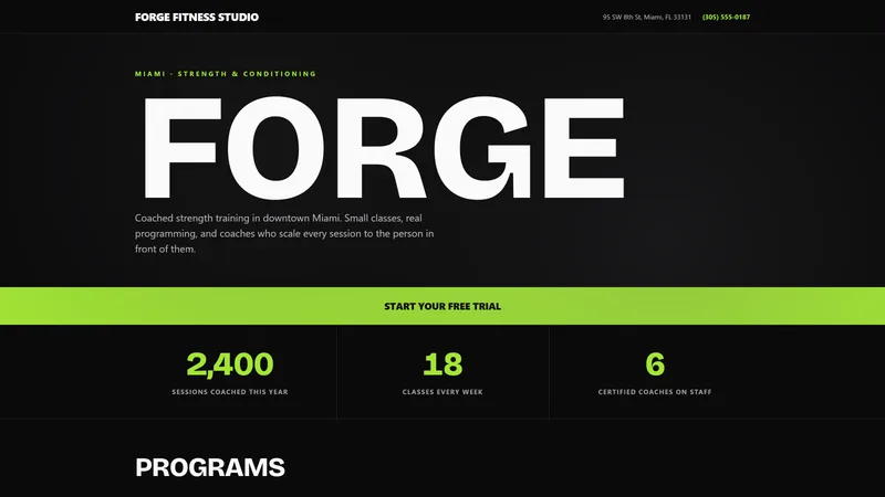 Screenshot of the Gym & Fitness website template
