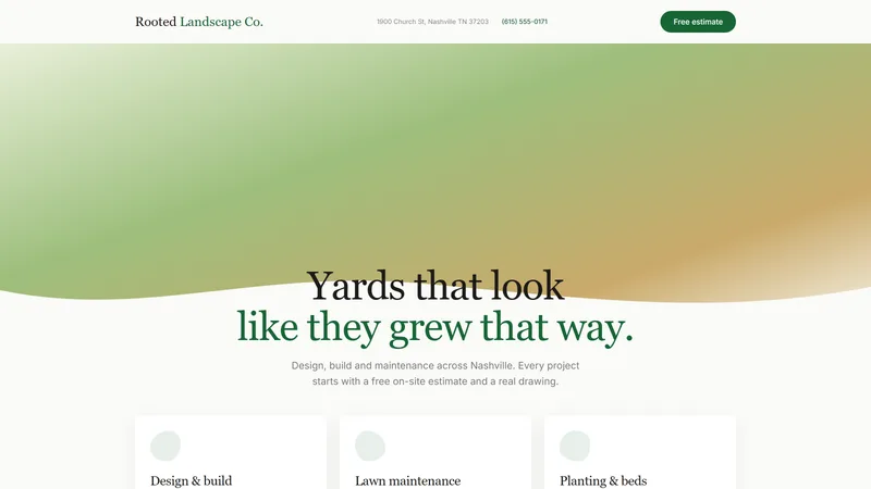 Screenshot of the Landscaping website template